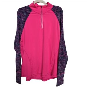💙3/$25💙Ideology Womens Hot Pink Space Dyed‎ 1/4 Zip Front Jacket